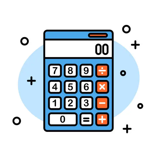 Vector illustration of Calculator Icon Line Art