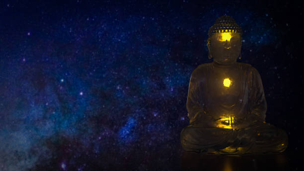 istock The meditate sitting on space for background  3d rendering 1470646037
