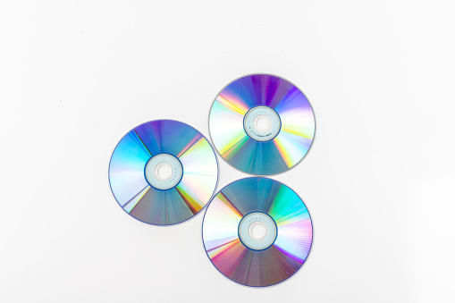 Blank compact discs on white isolated background