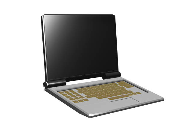 Modern laptop 3D render in white background or isolated background for computer mockup, 3d model and etc.
