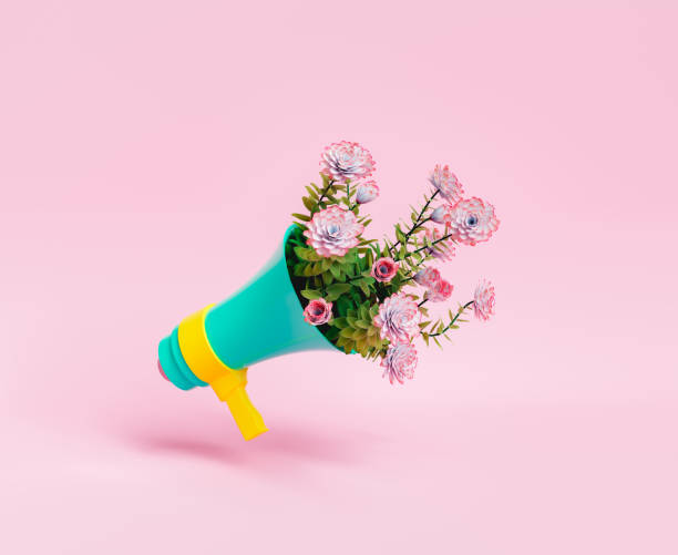 istock Megaphone with bunch of flowers 1470656976