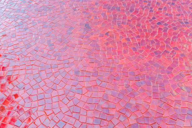 Mosaic monochrome pattern made of porcelain chips, RED