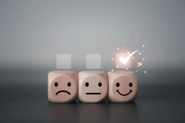 istock Customer satisfaction assessment, service experience. Most rated three star. Feedback rating. 1470664990