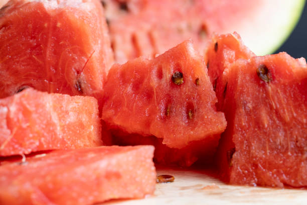 istock red watermelon cut into pieces on the table 1470665208