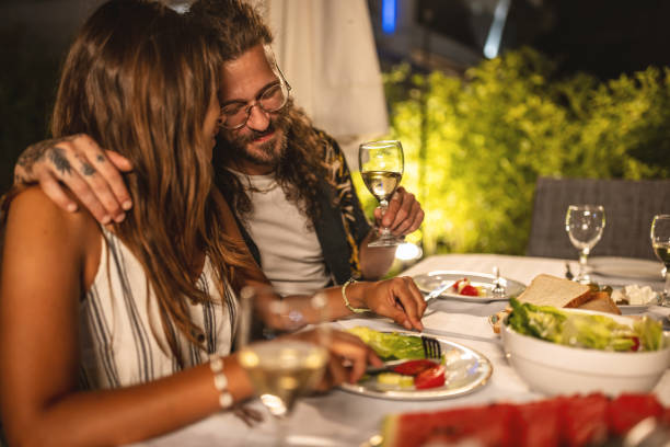 istock Love couple at the summer dinner party 1470666941
