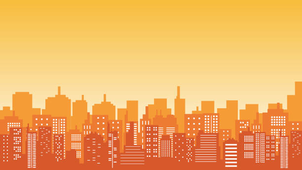 istock City background with many apartment buildings with orange cloud view 1470667115