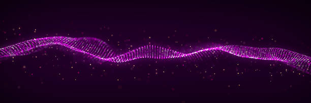 istock Dynamic sound wave. Musical particle pulsing. Purple energy flow concept. 3D rendering. 1470669151