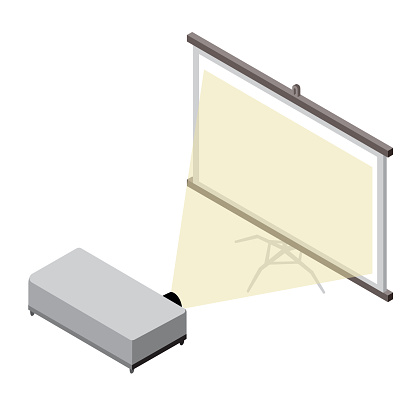 Projector Screen Inverse Square Isometricillustrations Projecting Images On The Screen With A Projector ...