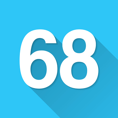 Vetores de 68 Número Sessenta E Oito Ícone No Fundo Azul Design Plano ...