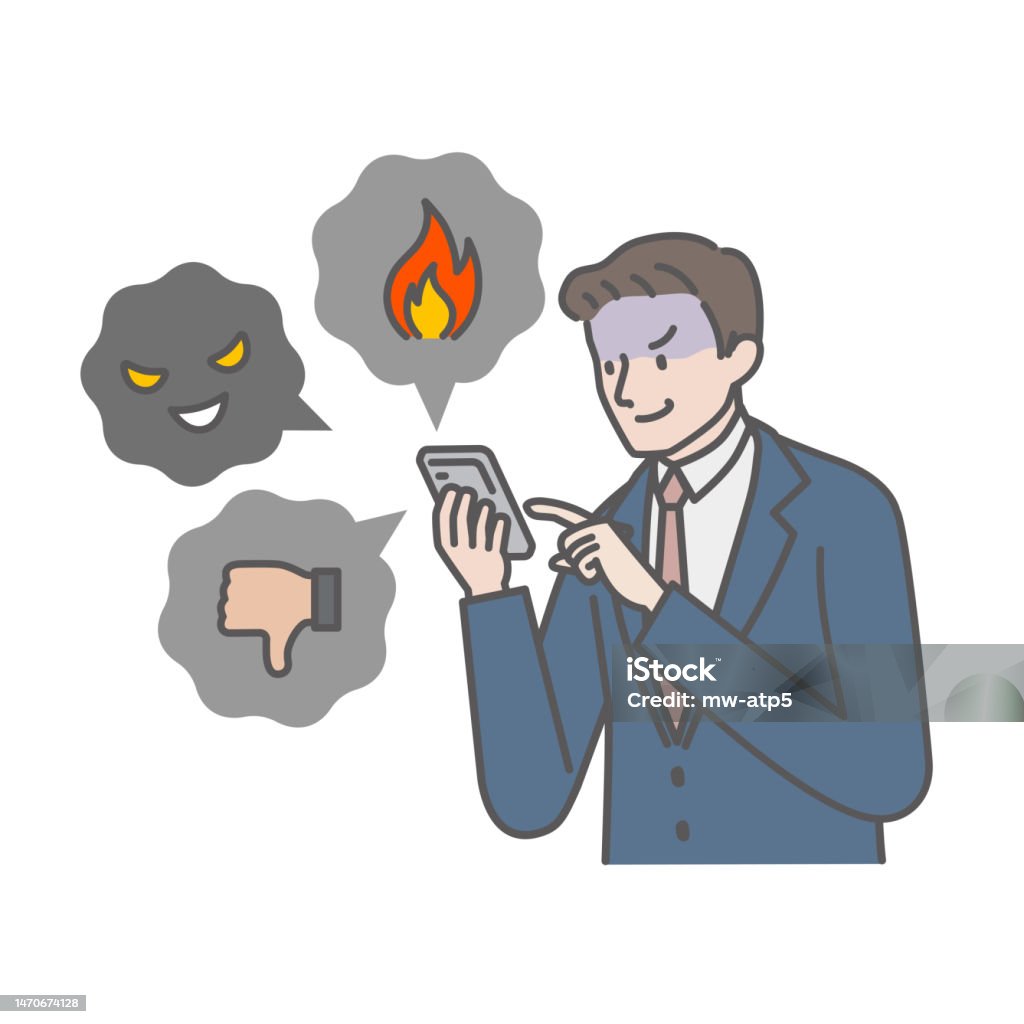 A Man Who Posts Slander And Slander On Sns Stock Illustration