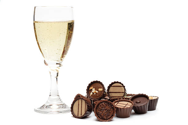 Glass of Champagne and Chocolate stock photo