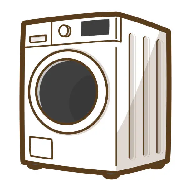 Vector illustration of Washing machine. Front loader. Home appliances.