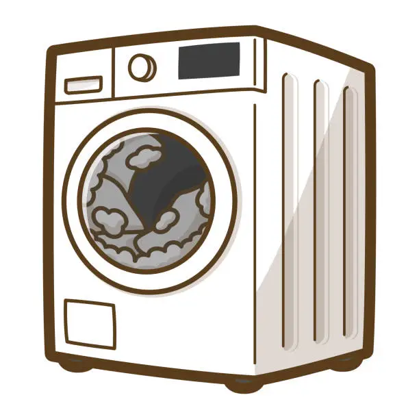 Vector illustration of Washing machine. Front loader. Doing the laundry. Home appliances.