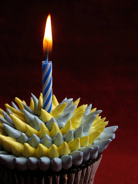 istock Close-up of chocolate cupcake and candle 147068088