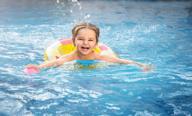 istock Child swims in the pool 1470682712