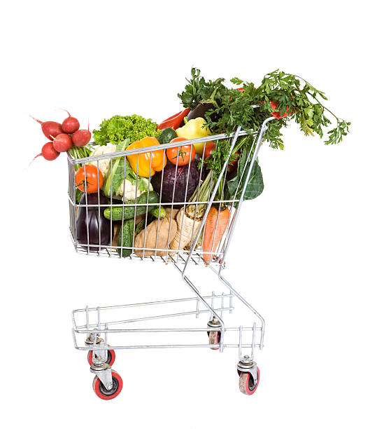 istock Shopping cart with vegetables 147068302