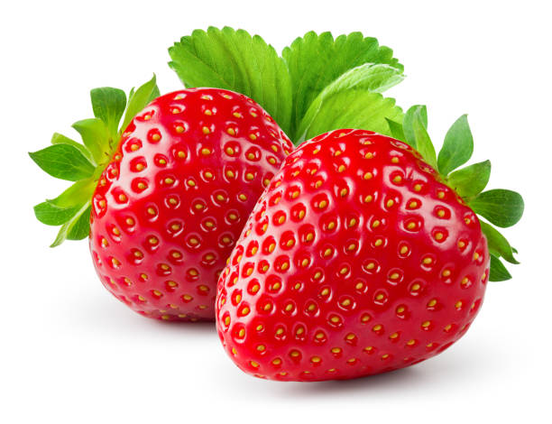istock Strawberries isolated. Strawberry with leaves on white background. Side view. Full depth of field. Strawberry with clipping path. 1470688105