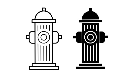 outline silhouette fire hydrant icon set isolated on white background