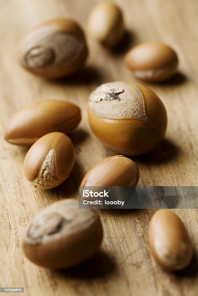 shea and argan nuts collection of shea and argan nuts, often used in natural cosmetics African Culture Stock Photo