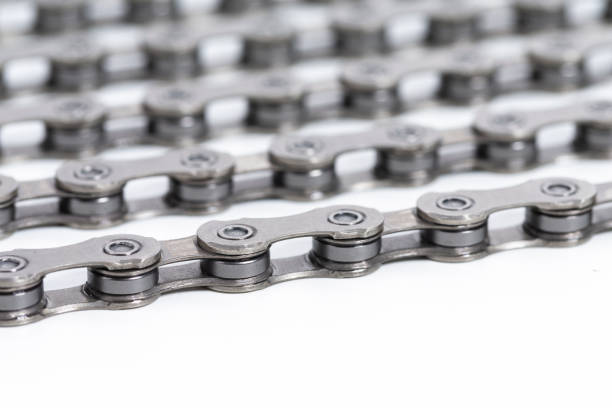 istock Closeup Image of New Clean Oiled Bicycle Chain Image Texture Isolated Over White Background. 1470690075