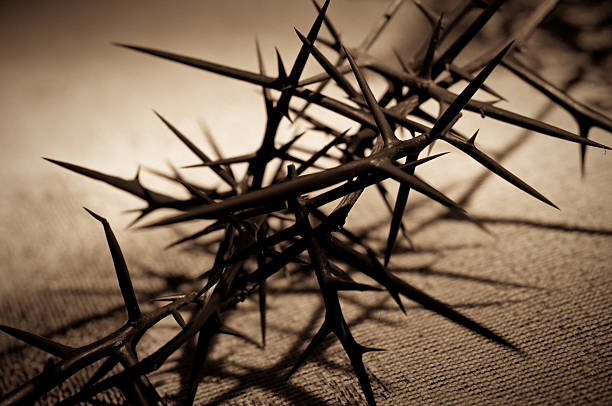 Crown of Thorns worn by Jesus on the cross stock photo