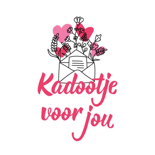 Vector illustration of Dutch text: Gift for you. Lettering. vector. element for flyers, banner and posters Modern calligraphy. Kadootje voor jou.