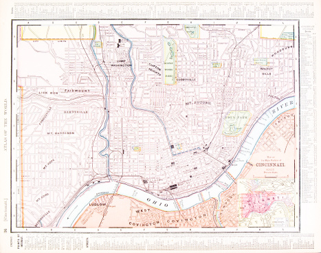 Vintage map of Cincinnati, OH, USA - See lightbox for more