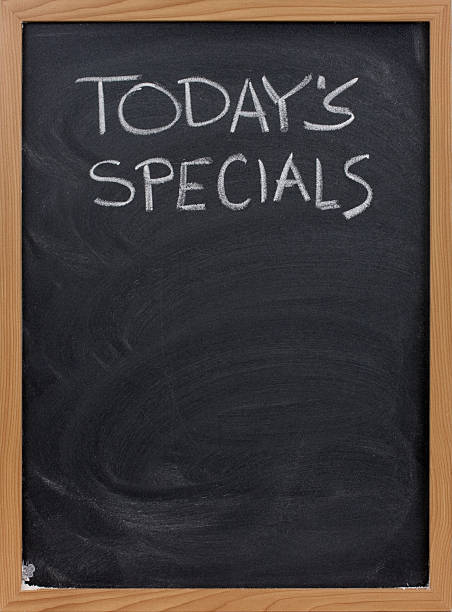 today's specials title handwritten with white chalk on blackboard, copy space below