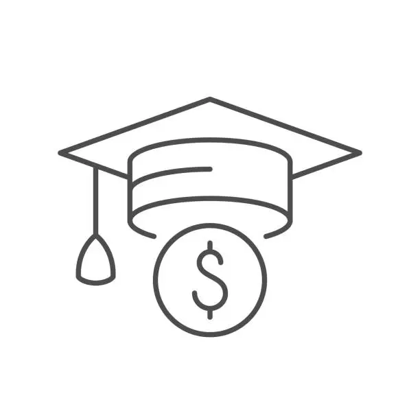 Vector illustration of Paid education line outline icon