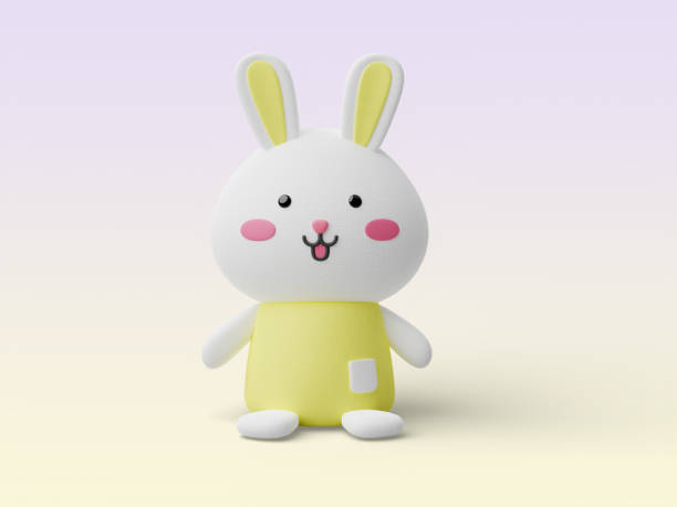 istock Cute animal 3d render character white baby rabbit  on gradient pastel color background illustration with clipping path 1470696603
