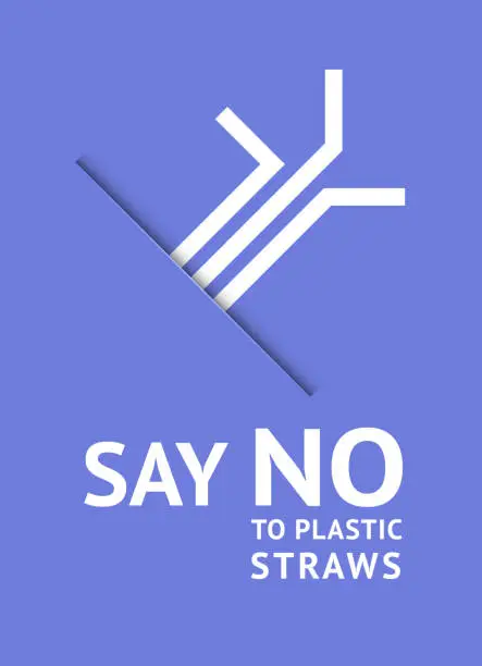 Vector illustration of Say no to plastic straws, trendy ecological posters set for print, vector illustration 10eps.