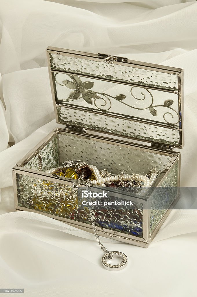 Treasure chest Treasure chest filled with jewelry Abundance Stock Photo