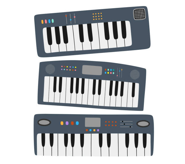 istock cute cartoon keyboard. Musical instrument electronic piano hand drawn doodle style 1470700683