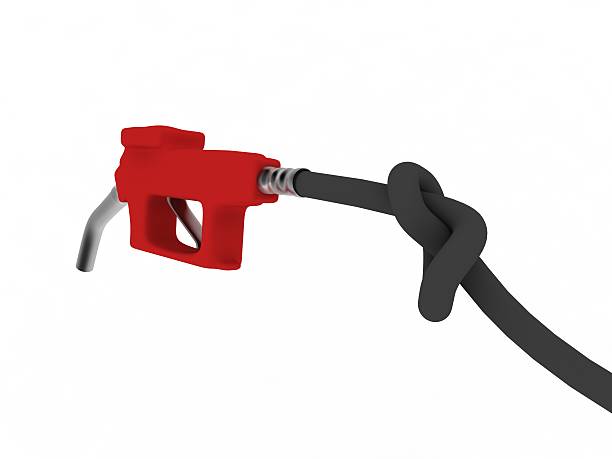 Knot on a gasoline pump hose stock photo