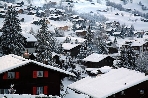 Swiss Cottages stock photo