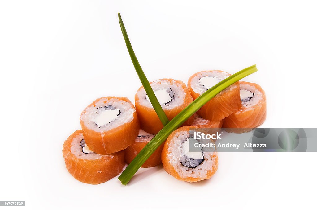 Roll Philadelphia Japanese roll with salmon and Philadelphia cheese. Caviar Stock Photo