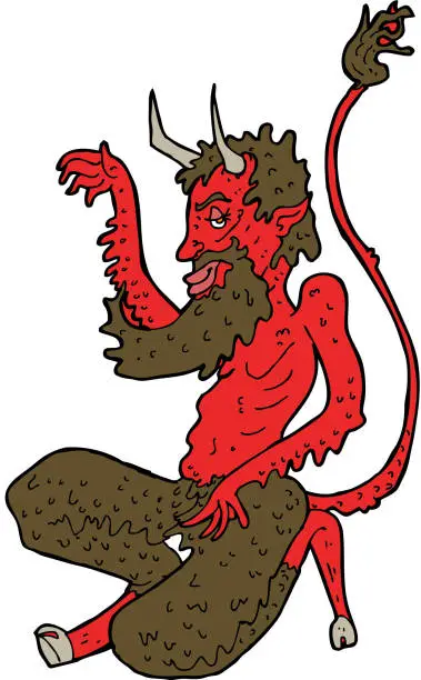 Vector illustration of cartoon traditional devil