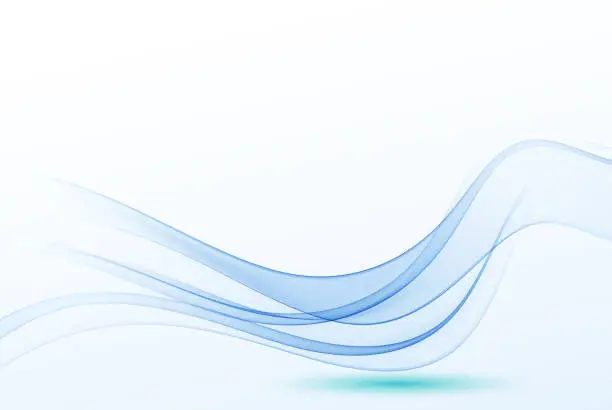 Vector illustration of Abstract smooth wave blue vector. Flow curve blue motion illustration. Vector lines.