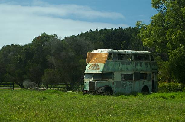 Rusty Double Decker Bus stock photo