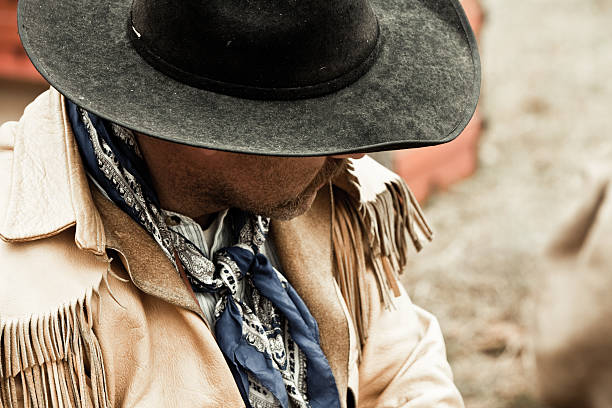 istock Mountain man in black cowboy hat. 147070763