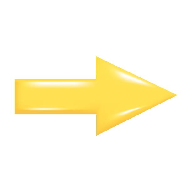 istock Hand drawn realistic yellow 3d arrow. Shape of pointing straight right 3d icon. Design of realistic arrow sign. Abstract vector illustration isolated on white background 1470711019