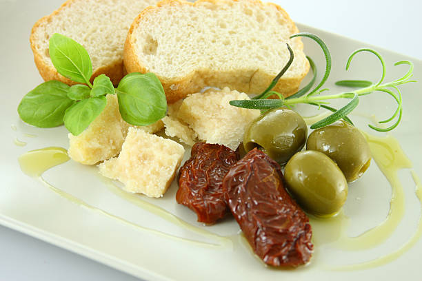 Plate of antipasti stock photo