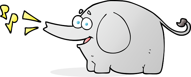 freehand drawn cartoon trumpeting elephant