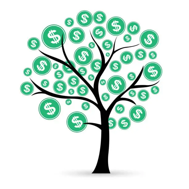 Vector illustration of Money tree, investment, budget, salary, finance...