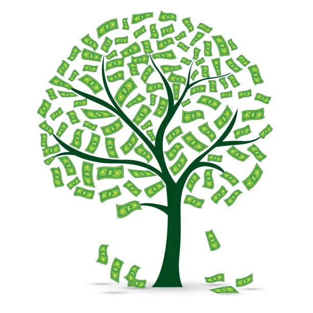 Vector illustration of Money tree, investment, budget, salary, finance...