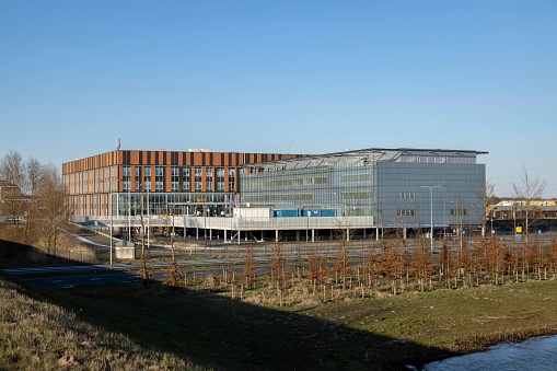 Zutphen, Netherlands – September 20, 2022: Gelre hospital building in autumn on a sunny day