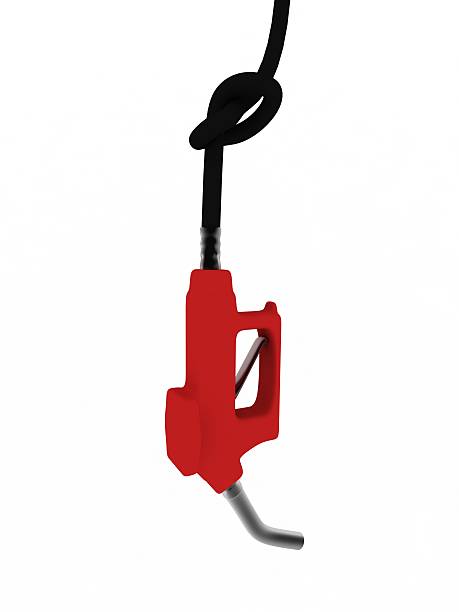 Knot on a gasoline pump hose stock photo