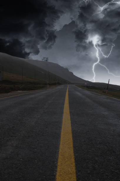 istock A road with a lightning strike on it 1470714987