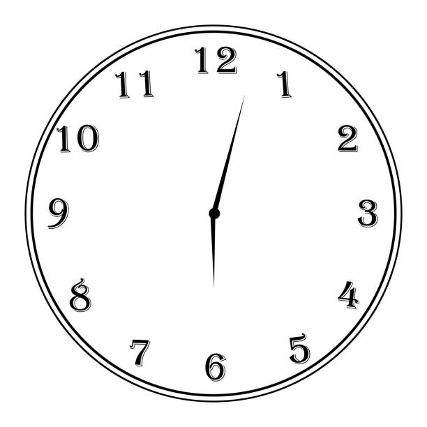 okrągły zegar z tarczą i wskazówkami - white background color image alarm clock deadline stock illustrations