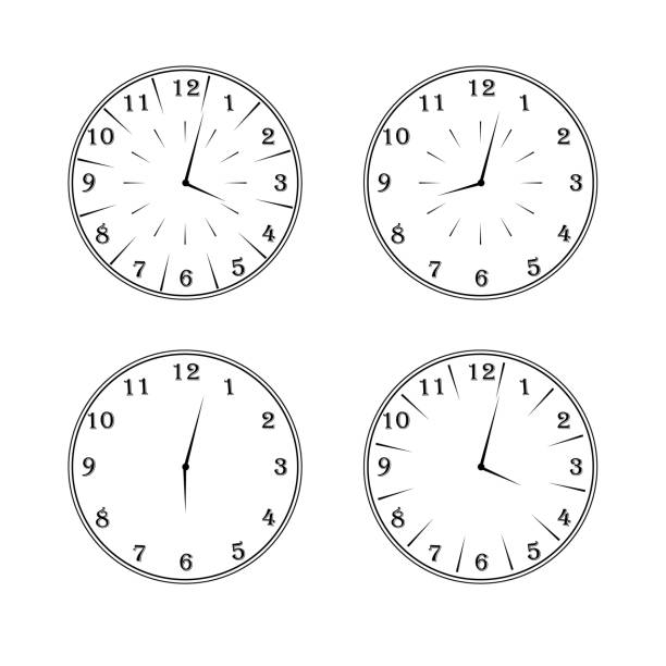 illustrazioni stock, clip art, cartoni animati e icone di tendenza di un orologio rotondo con quadrante e lancette - white background color image alarm clock deadline